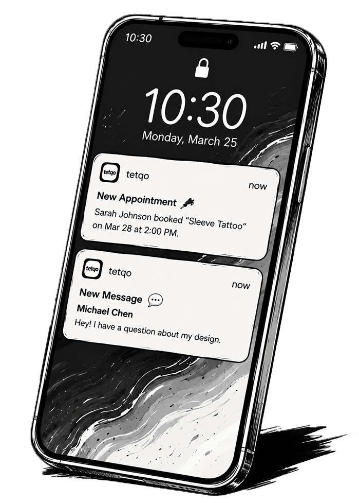 Push értesítés mintakép — új kérés és új üzenet a lockscreenen.