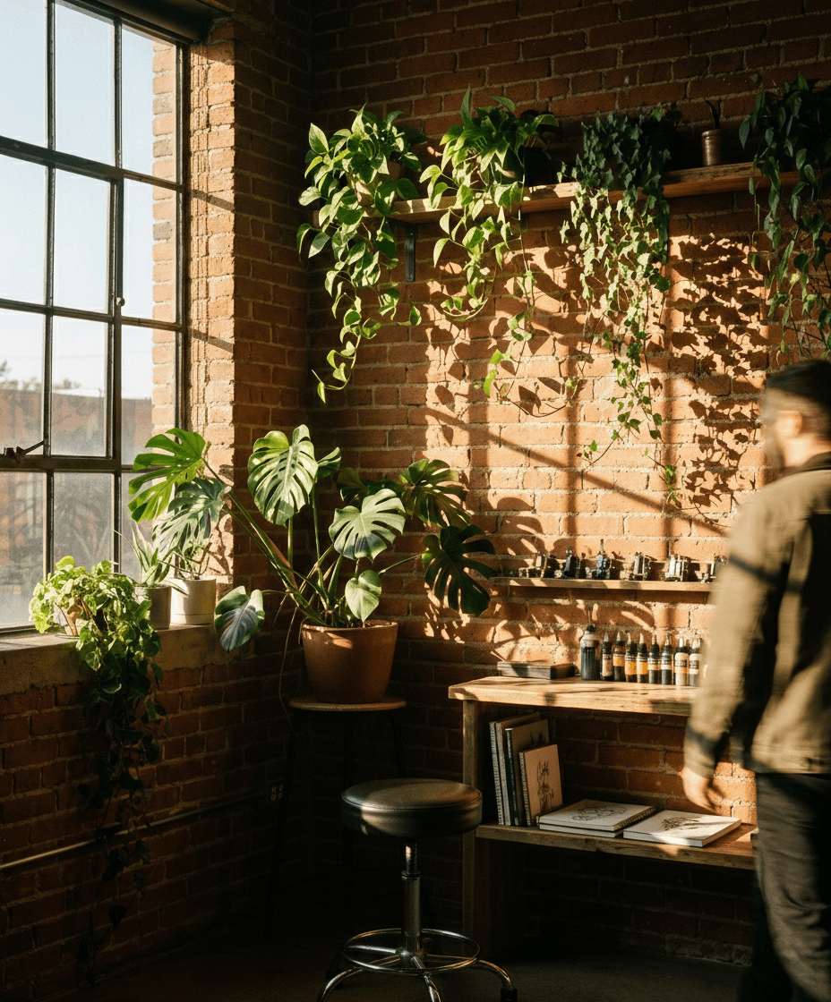 Tetoválószalon hangulatos belső tere